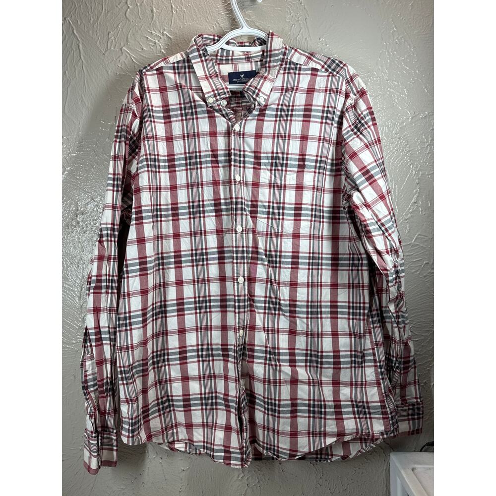 American Eagle Button Shirt‎ Plaid Seriously Soft Classic Fit Cotton Mens XL